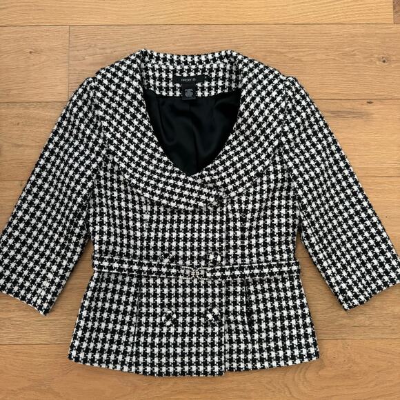 Arden B. Plaid Houndstooth Blazer 3/4 Sleeve Jacket Medium-Preppy, Old-Money - Picture 8 of 8